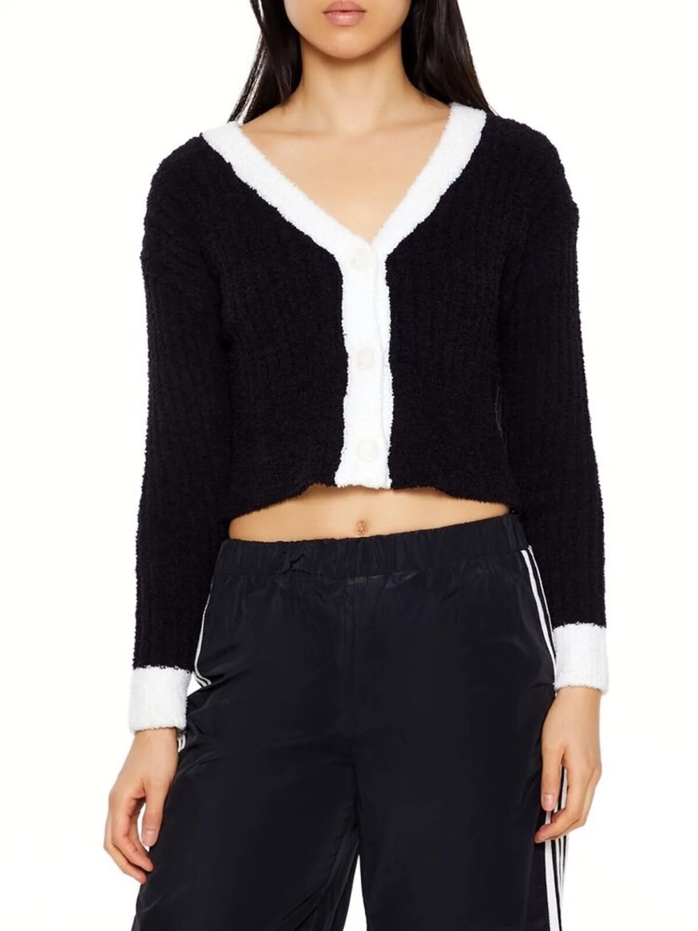 Forever 21 Black & White Crop Cardigan